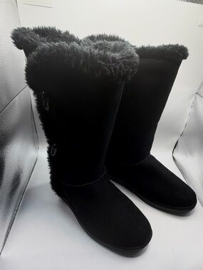 Airwalk Women's Black Faux-Fur Tall Winter Boots